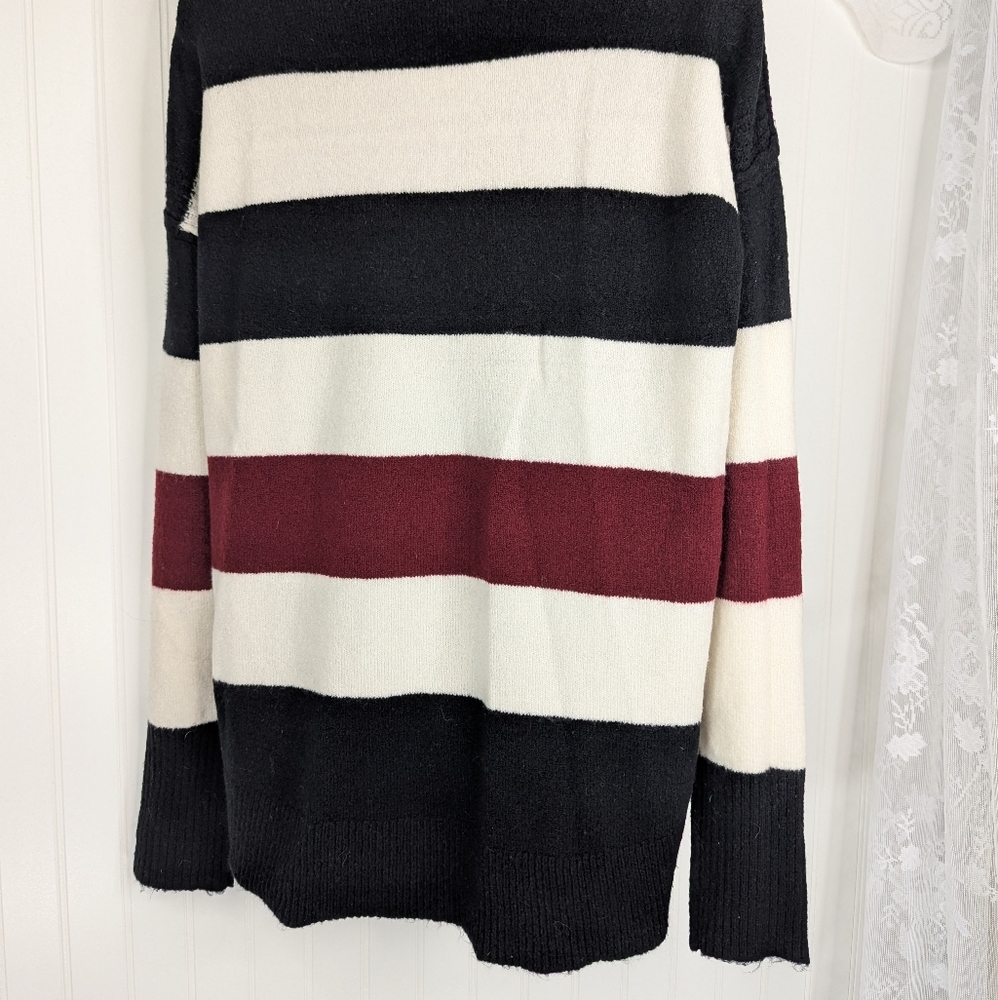 PER SE Striped Turtleneck Tunic Sweater Sz L - Picture 6 of 11